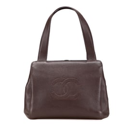 Chanel Coco Mark Handbag in Brown Caviar Skin for Women