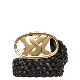 Saint Laurent YSL Logo Buckle Belt, Size: 95/38, 141516, Black Gold Plated Leather, Men's, SAINT