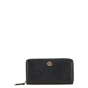 Gucci GG Marmont Zip-Around Long Wallet 456117 Black Leather Women's GUCCI