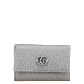 Gucci Petit Marmont Double G Logo Key Case 456118 Gray Leather Women's GUCCI