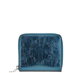 Stella McCartney logo bifold wallet in blue leather for women.