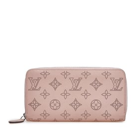 Louis Vuitton Monogram Mahina Zippy Wallet, Round Zipper Long Wallet M61868, Pink Leather, Women's,