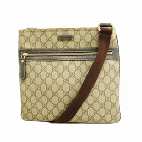 Gucci GG Supreme Shoulder Bag 295257 Brown Champagne Women's