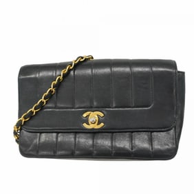 Chanel Mademoiselle Shoulder Bag, Chain Lambskin, Black, Women's