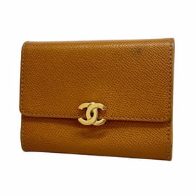 Chanel business card holder/card case in light brown caviar leather for women