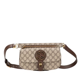 Gucci GG Supreme Blondie Body Bag, Waist Belt Bag 718154, Beige and Brown Leather, Men's