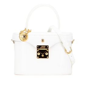 Versace Sunburst Vanity Bag Shoulder 2-Way White Leather Women's VERSACE