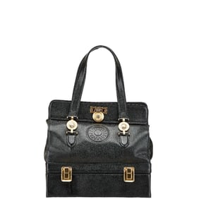 Versace Sunburst Two-Tier Vanity Bag, Black Leather, Women's