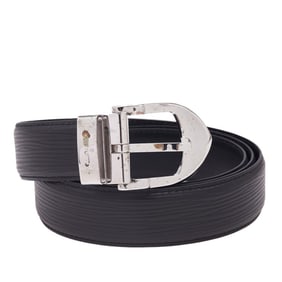 Louis Vuitton Epi Santur Classic Belt, Size 110 (44), Black Noir Leather, M6833W, Men's, LOUIS