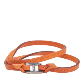 Hermes Tillet Double Strand Bracelet in Orange Leather for Women