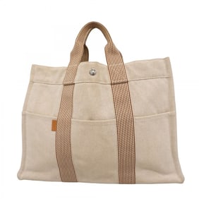 Hermes Hermès New Foule MM Tote Bag, Canvas, Beige, Women's