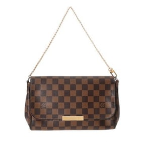 LOUIS VUITTON Damier Favorite MM 2-Way Brown N41129 Women's Canvas Shoulder Bag