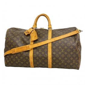 Louis Vuitton Monogram Keepall Bandouliere 55 Boston Bag M41414 Brown Men's and Women's