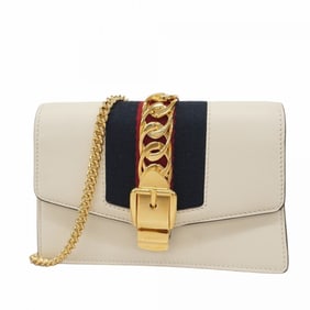 Gucci Sylvie Shoulder Bag 494646 Leather White Women's