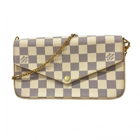 Louis Vuitton Damier Azur Pochette Felicie Shoulder Wallet N63106 White Rose Ballerine for Women
