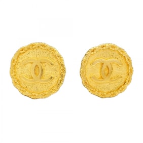 Chanel Coco Mark Circle Earrings, GP Plated Gold for Women