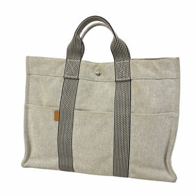 Hermes Hermès New Foule MM Tote Bag, Canvas, Gray, Men's and Women's