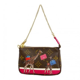 Louis Vuitton Monogram Animal Print Mini Pochette Accessoires M62087 Brown/Pink Women's