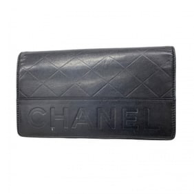 Chanel Matelasse Long Wallet, Lambskin, Black, Women's