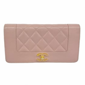Chanel Matelasse Lambskin Long Wallet, Pink, Women's