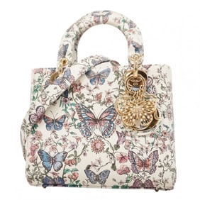 Christian Dior Lady Leather Handbag in Multicolored Champagne, 2-Way Bag for Women