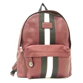 COACH Varsity Stripe Backpack 72313, Bordeaux, White, Black Leather, Men's and Women's