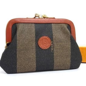FENDI SAS Pecan Print Coin Purse - Brown/Black/Leather Women's