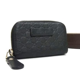 GUCCI Micro Guccissima Wallet/Coin Case 449896 Black Leather for Men and Women