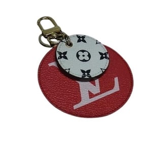 LOUIS VUITTON Monogram Porte-Clés Illustre Keychain M67847, Red x Pink Ivory Leather, Men's/Women's