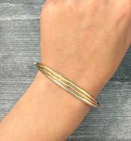 Vintage 14K Tricolor Gold Trinity Bangle Bracelet