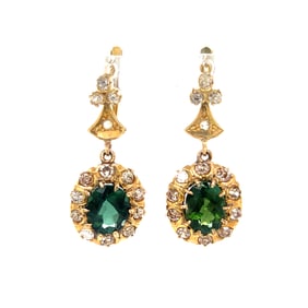 Edwardian Turmaline Diamond Earring 18k