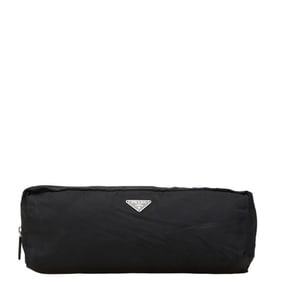 Prada Triangle Logo Plate Pouch Black Nylon Women's PRADA