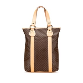 Celine Macadam Tote Bag, Brown Leather, Women's, CELINE