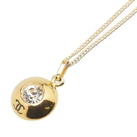 Chanel Coco Mark Round Stone Necklace, Gold Plated, Women's, CHANEL