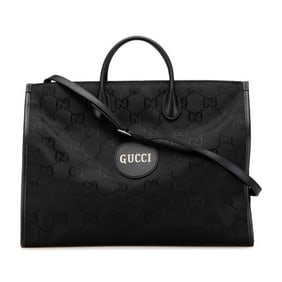 Gucci GG Nylon Off the Grid Tote Bag/Shoulder Bag, 2-Way, 630353, Black, Nylon, Leather, Women's,