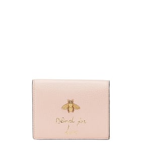 Gucci Animalier Bee Bifold Wallet 460185 Pink Leather Women's GUCCI