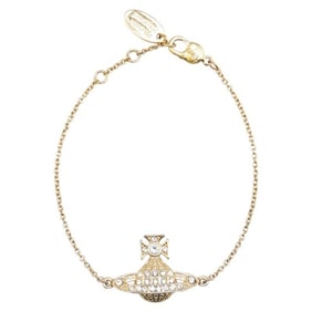 Vivienne Westwood Minibus Relief Rhinestone Chain Bracelet, Gold Plated, Women's