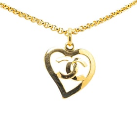 Vintage Chanel Coco Mark Heart Motif Necklace, Gold Plated, Women's, CHANEL