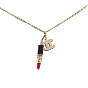 CHANEL Coco Mark Lip Motif Necklace, Gold Plated, Women's