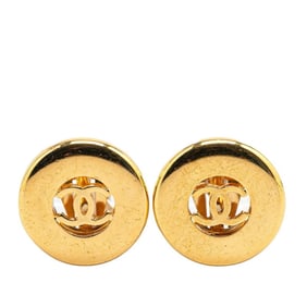 CHANEL Coco Mark Earrings, Gold Plated, Women's,