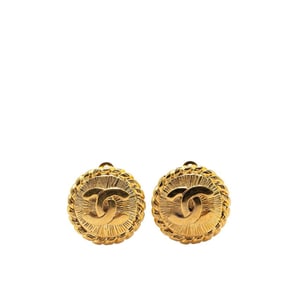 Vintage Chanel Coco Mark Earrings, Gold Plated, Women's, CHANEL