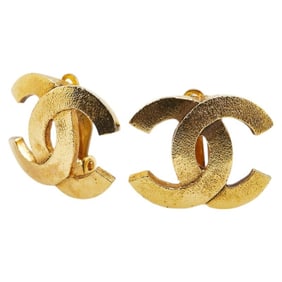 CHANEL Coco Mark Earrings, Gold Plated, Women's,