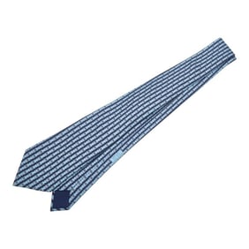 Hermes Belt Pattern Tie, Navy and Light Blue Silk, Men's