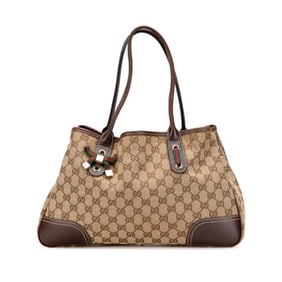 Gucci GG Canvas Sherry Line Tote Bag 163803 Brown and Leather Women's GUCCI