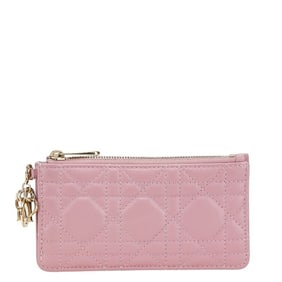 Christian Dior Dior Lady Cannage Fragment Card Case in Pink Leather for Women