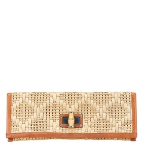 Kate Spade clutch bag/second bag in beige, brown, raffia, and leather. Women's.