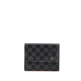 Louis Vuitton Damier Graphite Portefeuille Compact Modular Bifold Wallet N63083 Black Leather