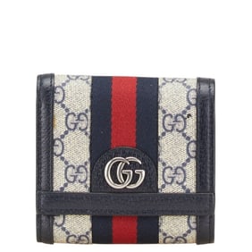 Gucci GG Supreme Ophidia Bifold Wallet in Navy Leather for Women