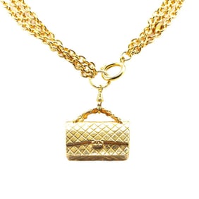 Vintage Chanel Matelasse Bag Motif Triple Chain Necklace, Gold Plated, Women's