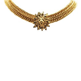 CHANEL Lion Double Chain Choker Necklace, Gold Plated, Women's